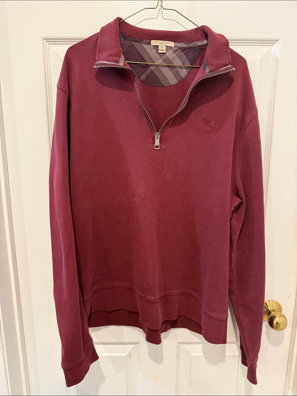 Burberry Brit Men's Zip-Up Sweater in Deep Wine